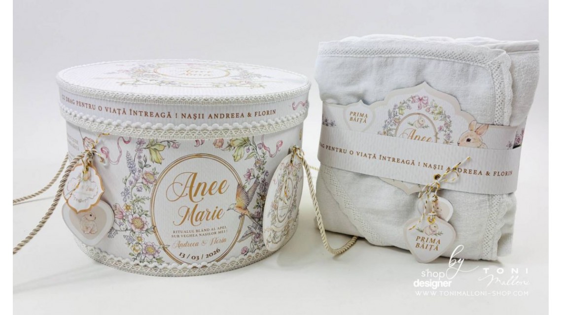 Set Prima Băiță cu Nașii după Botez Belle Époque Floral Garden 26